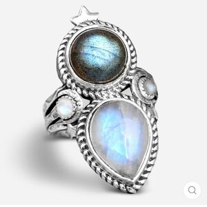 Elegant Silver Moon Stone Ring